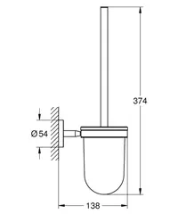 Туалетный ершик колба стеклянная Grohe Bau Cosmopolitan стекло / металл 40463001