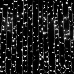 Светодиодная гирлянда, Занавес, 120 Led холодный белый, прозрачный провод с коннектором, 12 нитей, 1,5*1 м (Ш*В)