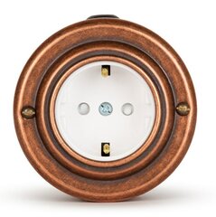 Розетка ретро с з/к и шторками, белая, Старая Медь VINTAGE-BRASS 20101-3