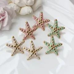 Серьги пусеты Морские звёзды с эмалью, голубой, 28*26 мм, сталь, позолота, СГ047