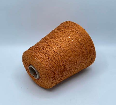 Бобинная пряжа, Cotone Paillettes, 450м, 97% Хлопок, 3% Полиэстер(пайетка), Жженый апельсин. 40732