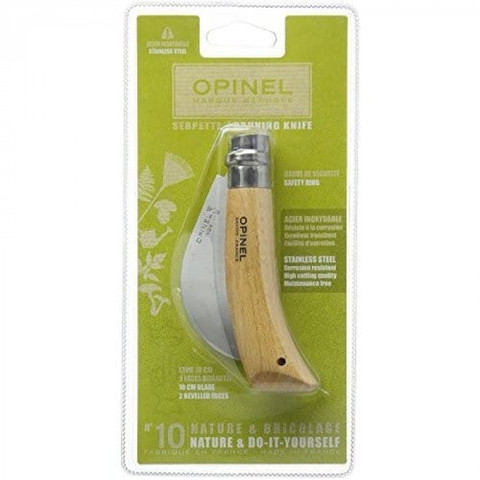 Нож садовый Opinel №10, нержавеющая сталь, с изогнутым лезвием, блистер