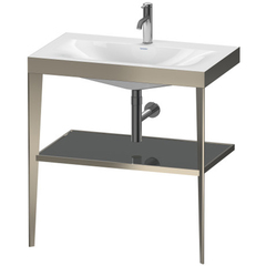 Duravit XViu XV4715OB189 Консоль напольная, 850x800x480мм с полкой, с раковиной без перелива, 1 отв., цвет: champagne matt/flannel grey high gloss lacquer фото