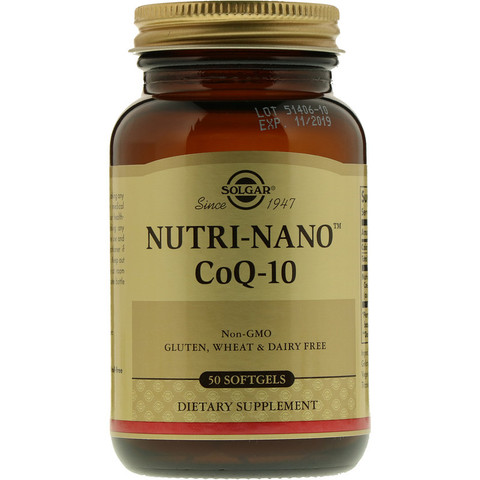 Solgar, Nutri-Nano CoQ-10, 50 мягких желатиновых капсул