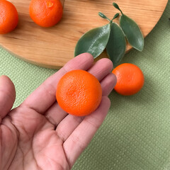 Мандарины искусственные, 3,7*2,5 см, 6 штук на ветке, набор 1 связка. Фрукты искусственные