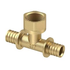 Тройник латунный для PEX-ВР 16-G 1/2-16, под надвижную гильзу, РосТурПласт
