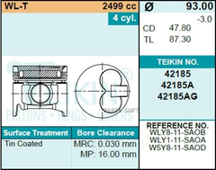 Поршень двигателя TEIKIN 42185 0.50 (4шт/упак)