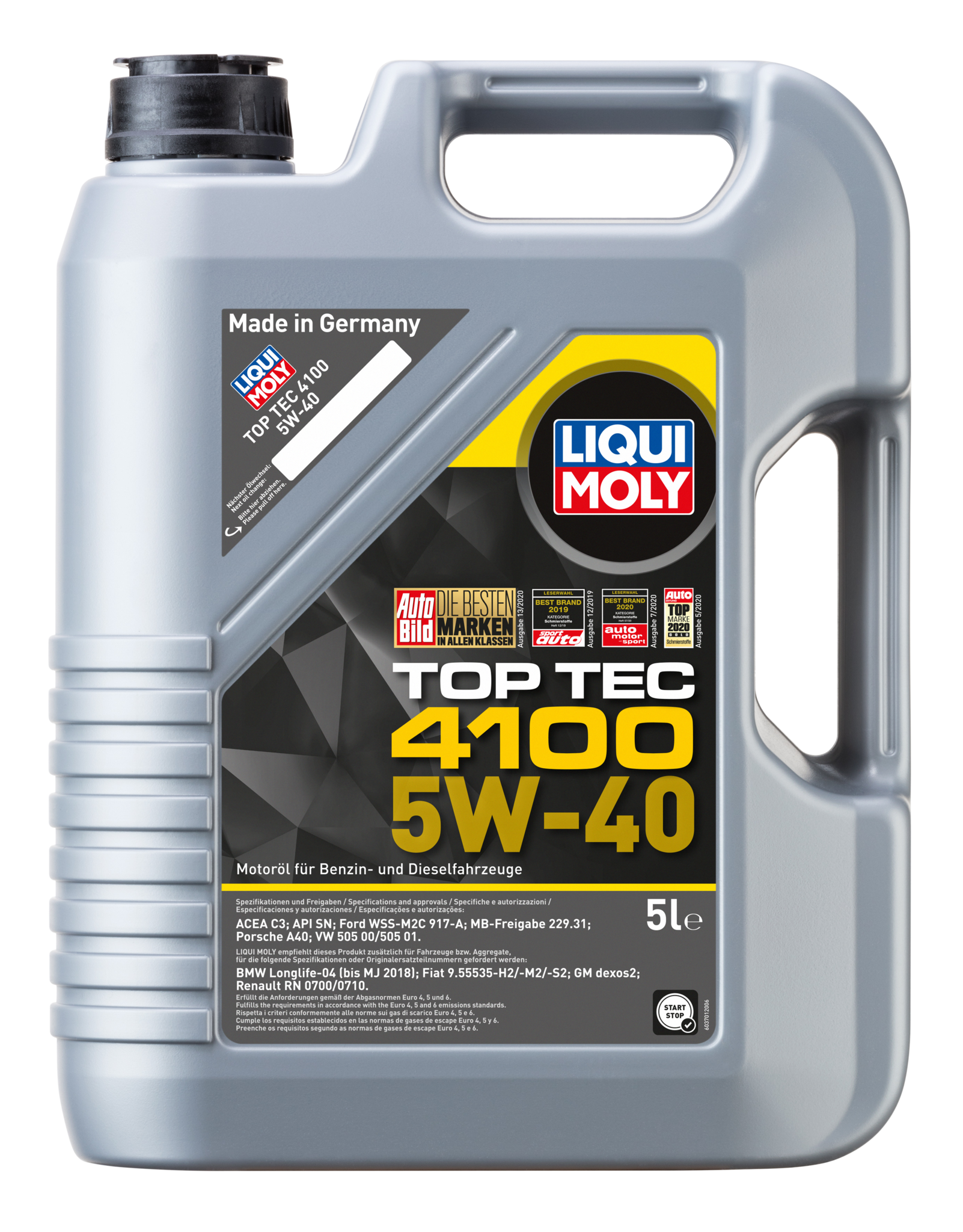 Моторное масло Liqui Moly Top Tec 4100 5W40 hc-синтетическое 5л