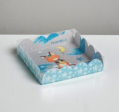 Коробка для кондитерских изделий с крышкой «Зимнего счастья», 13 х 13 х 3 см