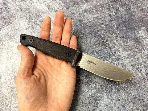 Туристический нож Nikki D2 STONEWASH G10 кожа, 4650065057882