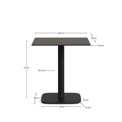 Dina Уличный стол черный на черном металлическом основании 68 x 68 x 70 см