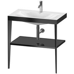 Duravit XViu XV4715OB240 Консоль напольная, 850x800x480мм с полкой, с раковиной без перелива, 1 отв., цвет: black matt/black high gloss lacquer фото
