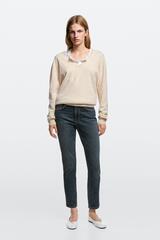 Massimo Dutti Зауженные укороченные джинсы со средней посадкой, средне-синий