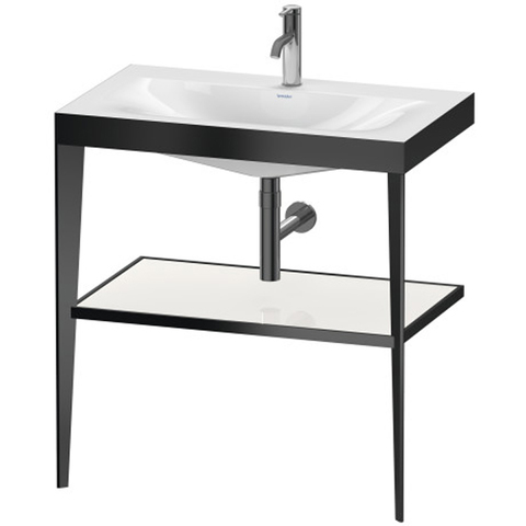 Duravit XViu XV4715OB285 Консоль напольная, 850x800x480мм с полкой, с раковиной без перелива, 1 отв., цвет: black matt/white high gloss lacquer