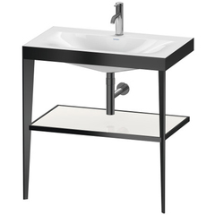 Duravit XViu XV4715OB285 Консоль напольная, 850x800x480мм с полкой, с раковиной без перелива, 1 отв., цвет: black matt/white high gloss lacquer фото