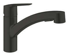 Смеситель для кухонной мойки GROHE Start c низким вытяжным изливом 2jet, матовый черный (303072431)