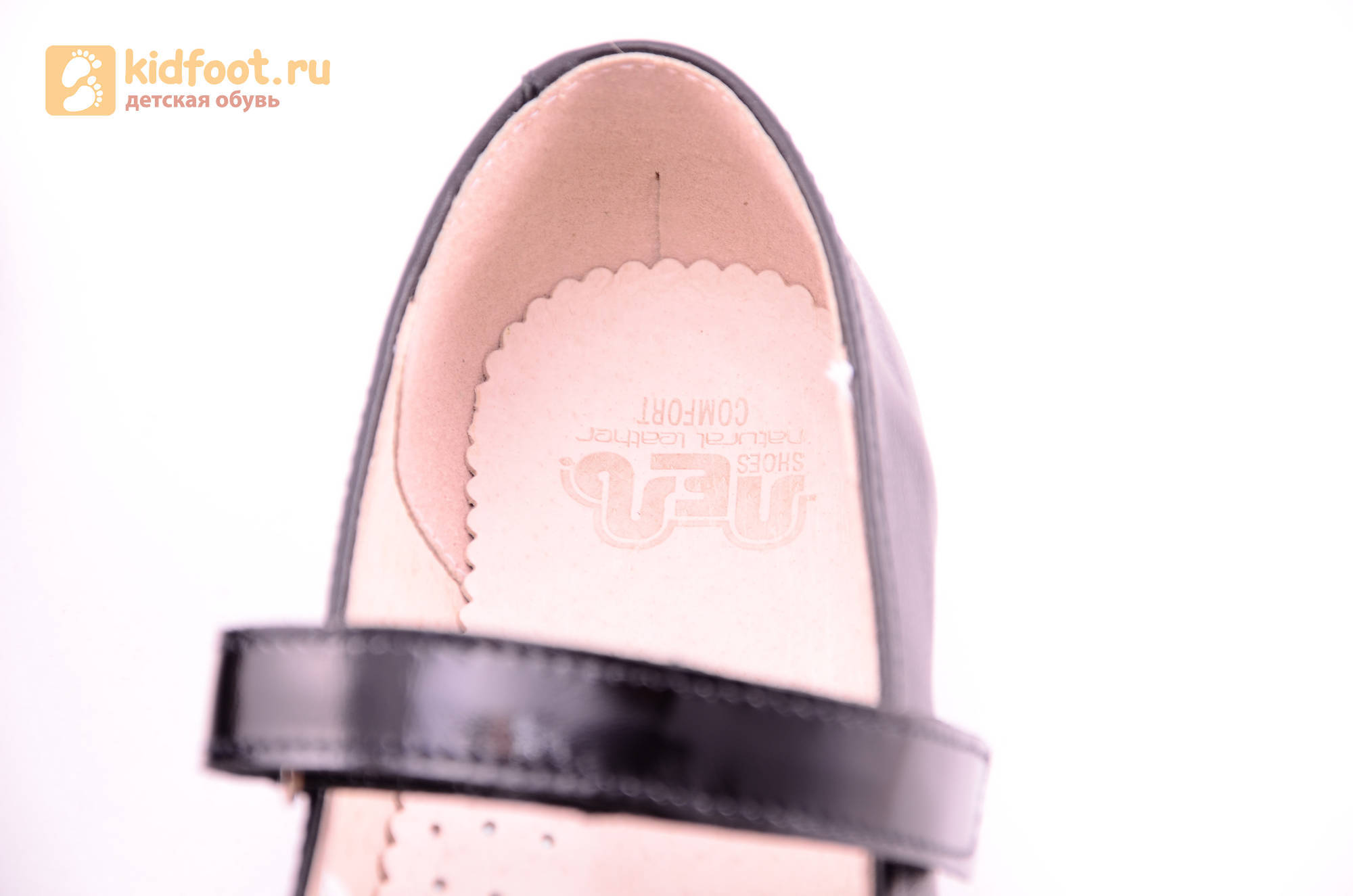 Туфли для девочек из натуральной кожи на липучке Лель (LEL), цвет черный
