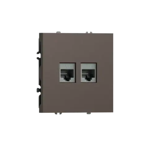 Компьютерная розетка двойная RJ45 + RJ45 (cat.6/ClassE-8/8), мокко DONEL S08