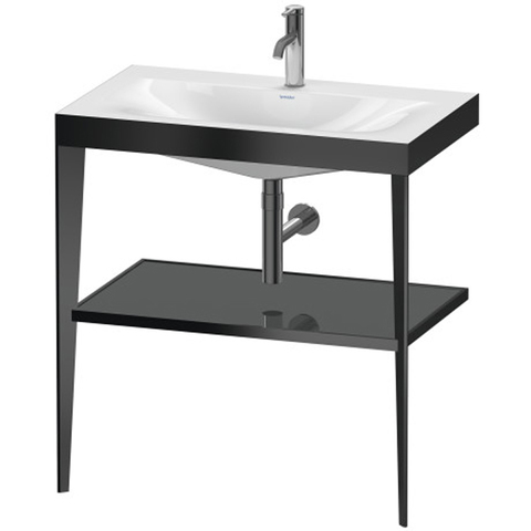 Duravit XViu XV4715OB289 Консоль напольная, 850x800x480мм с полкой, с раковиной без перелива, 1 отв., цвет: black matt/flannel grey high gloss lacquer