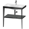 Duravit XViu XV4715OB289 Консоль напольная, 850x800x480мм с полкой, с раковиной без перелива, 1 отв., цвет: black matt/flannel grey high gloss lacquer