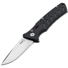 Фото Автоматический нож Boker Plus Strike Spearpoint, сталь AUS-8, рукоять алюминий, черный, тактический выкидной нож
