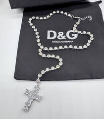 Колье галстук DOLCE&Gabbana с кристаллами и подвеской крест