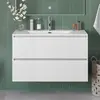 BelBagno UNO-MINI-900-2C-SO-BO База под раковину подвесная с фрезерованными ручками по всей длине фасада с двумя выкатн. ящ., Bianco Opaco,900x395x608