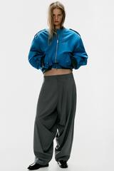 ZARA БРЮКИ В ТОНКУЮ ПОЛОСКУ С ОБЪЕМНЫМ КРОЕМ, СЕРЫЙ