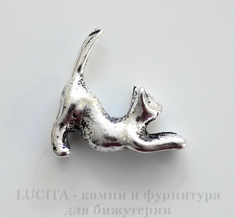Подвеска 3D "Кошка" 16х16х5 мм (цвет - античное серебро)
