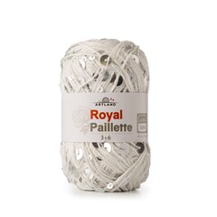 Королевские пайетки/Добавочная нить хлопок с пайетками 3/6мм, 25 гр, 65 м, белый с серым
