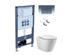 Aquatek SET Aquatek ВЕГА T PNS002 SET Aquatek ВЕГА T PNS002  (рама Aquatek INSP-0000001 с клавишей PNS-0000002 и крепежом KKI-0000002+Унитаз-компакт AQ1904T-00 TORNADO фото