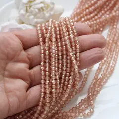 Цирконий кубический (фианит) граненый, персиковый, 4 мм нить, К185