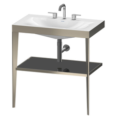 Duravit XViu XV4715TB140 Консоль напольная, 850x800x480мм с полкой, с раковиной без перелива, 3 отв., цвет: champagne matt/black high gloss lacquer фото