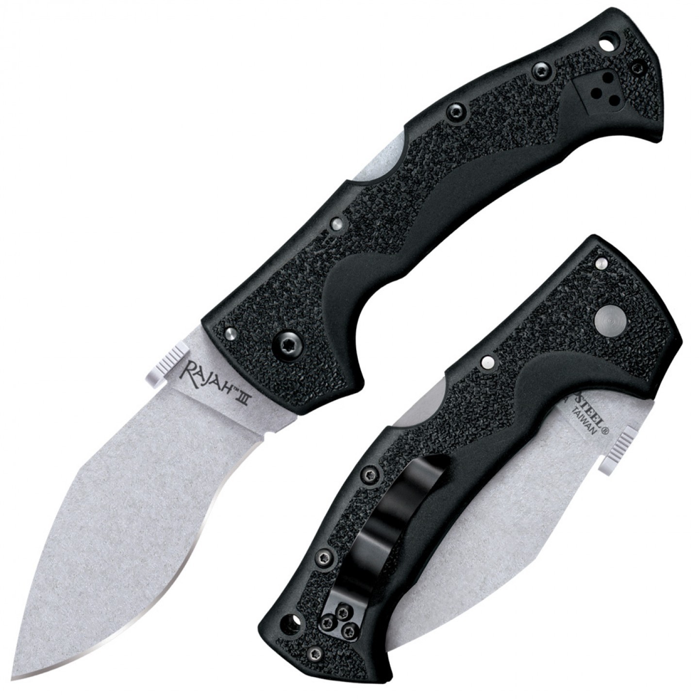 Нож складной Cold Steel Rajah III, сталь AUS-10A, рукоять Griv Ex™, черный