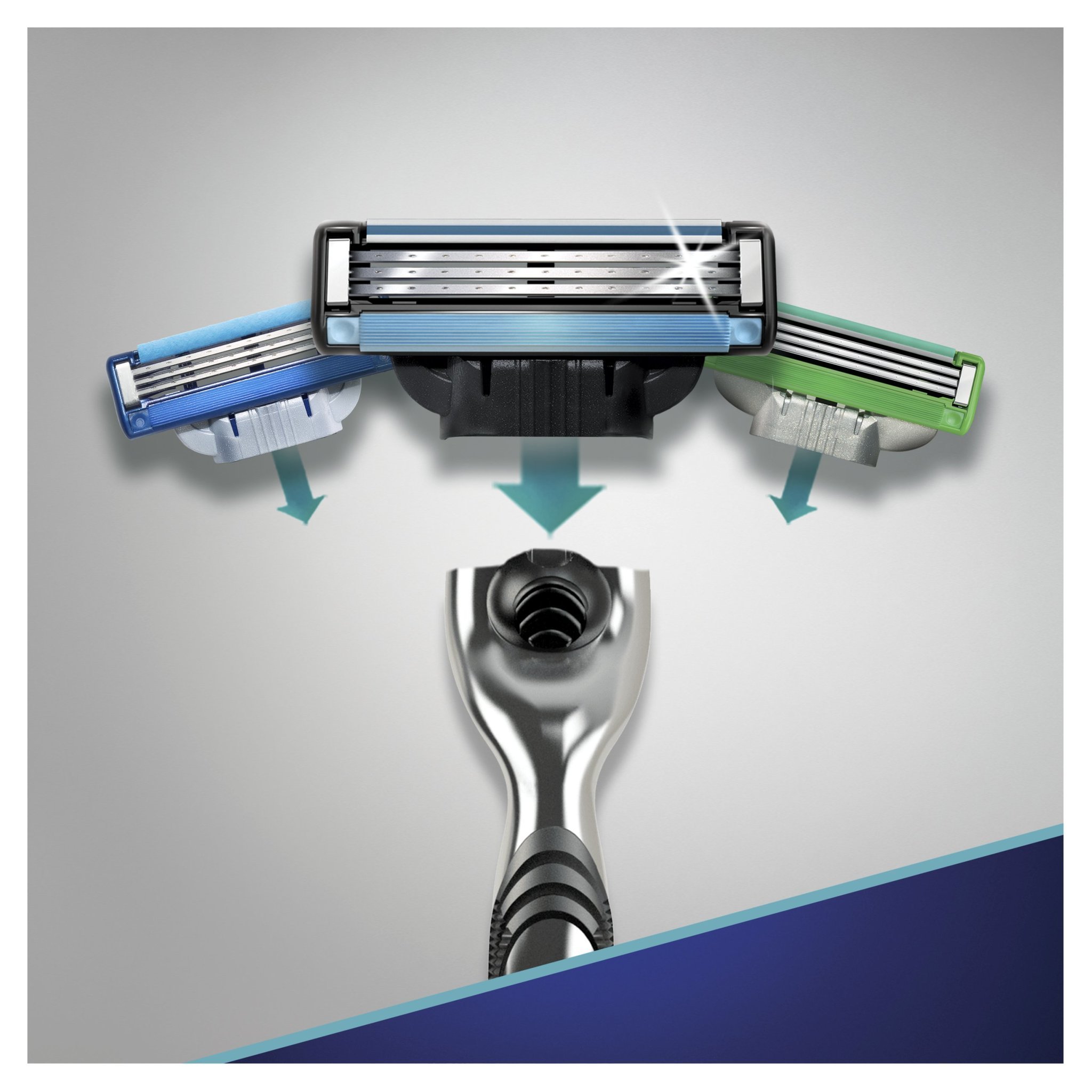 Сменные кассеты для бритья Gillette MACH3 комплект 3 по 8 (24 шт). Цена с учетом скидки 6%.