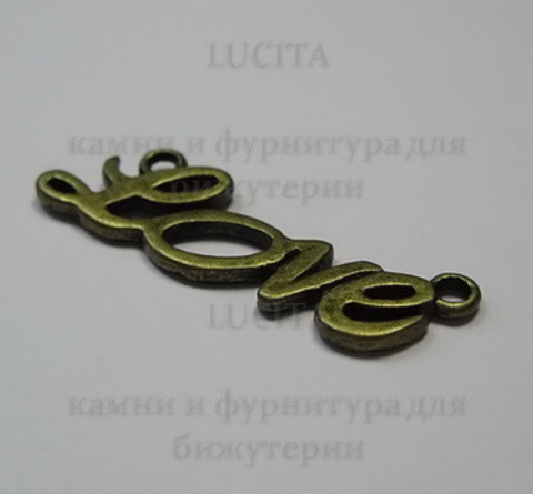 Коннектор "Love" (1-1) 33х10 мм (цвет - античная бронза) ()