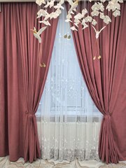 Комплект штор BlessLight Портьеры Канвас 240х100 1 шт. Брусничный