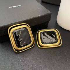 Серьги клипсы крупный прямоугольник в стилистике YSL