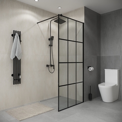 Душевая перегородка Niagara Eco NG-552-80BLACK (80х190) черный,стекло клетка,1 место
