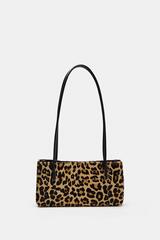 ZARA КОЖАНАЯ СУМКА ЧЕРЕЗ ПЛЕЧО С АНИМАЛИСТИЧНЫМ ПРИНТОМ, ЛЕОПАРДОВЫЙ