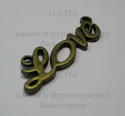 Коннектор "Love" (1-1) 33х10 мм (цвет - античная бронза) ()