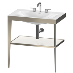 Duravit XViu XV4715TB185 Консоль напольная, 850x800x480мм с полкой, с раковиной без перелива, 3 отв., цвет: champagne matt/white high gloss lacquer фото
