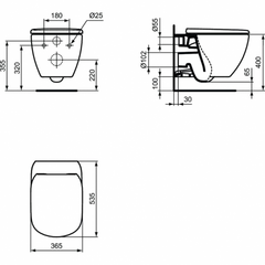 Унитаз подвесной безободковый Ideal Standard Tesi Aquablade T007901+сиденье T352701