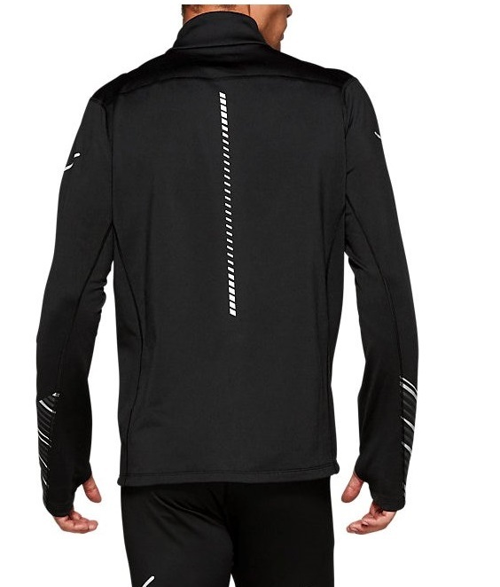 Asics Lite-show Winter 1/2 Zip Top рубашка для бега мужская черная - 2