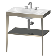 Duravit XViu XV4715TB189 Консоль напольная, 850x800x480мм с полкой, с раковиной без перелива, 3 отв., цвет: champagne matt/flannel grey high gloss lacquer фото