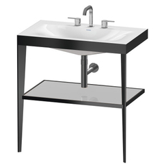 Duravit XViu XV4715TB210 Консоль напольная, 850x800x480мм с полкой, с раковиной без перелива, 3 отв., цвет: black matt/crome фото