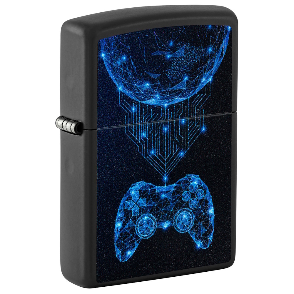 Зажигалка ZIPPO Gaming с покрытием Black Matte, латунь/сталь, черная, матовая, 38x13x57 мм
