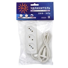 Удлинитель сетевой 3 розетки ШВВП 2х0,75мм², 6А, б/з, 5м (Very) 89-0-035