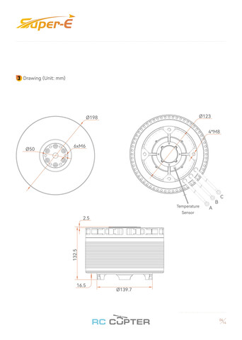 T-Motor S150 KV9.5 (62", 400 В, 150 кг)