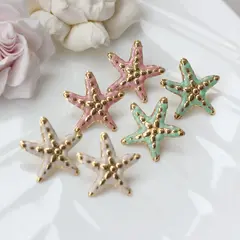 Серьги пусеты Морские звёзды с эмалью, голубой, 28*26 мм, сталь, позолота, СГ047
